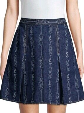 Tory Burch Gemini Jacquard Denim Skirt